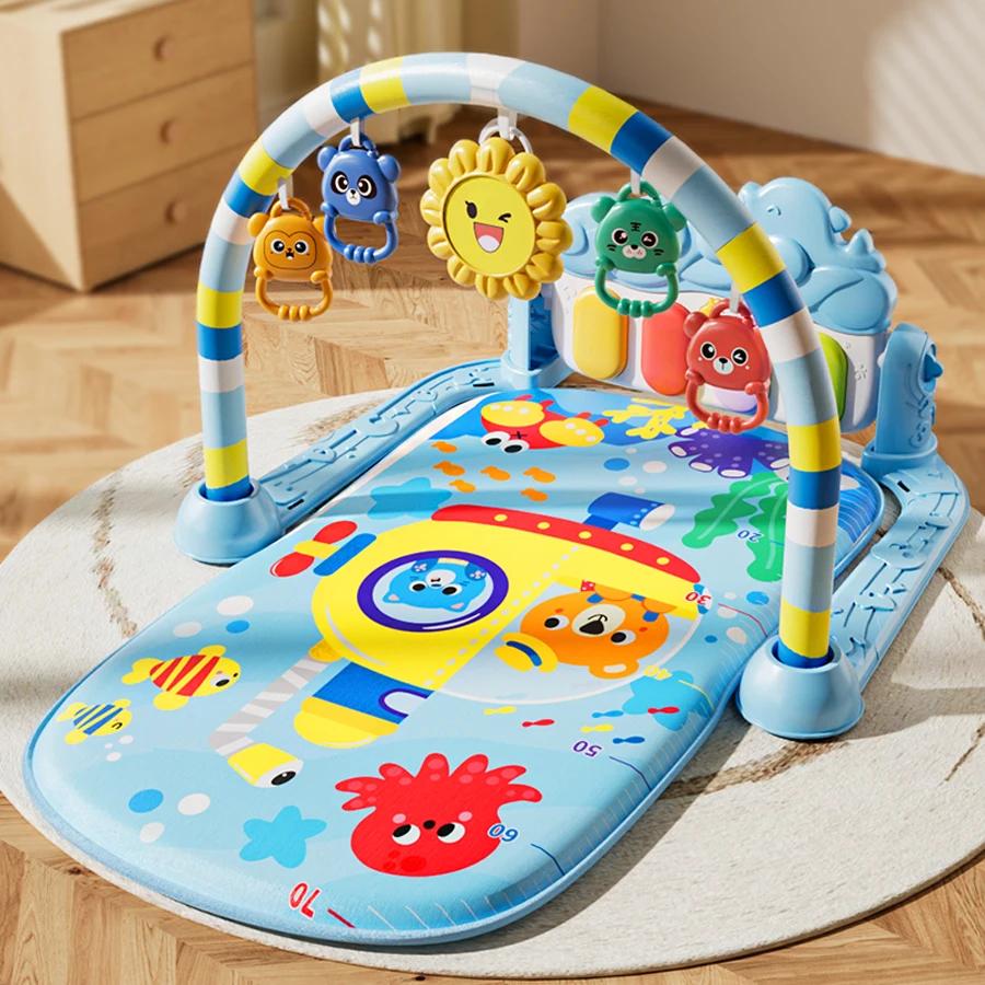 Tapis de jeu pour bébé, 1 ensemble de tapis rampant pour activités de fitness pour bébé avec jouets suspendus, tapis de jeu musical éducatif, vacances parfaites et B