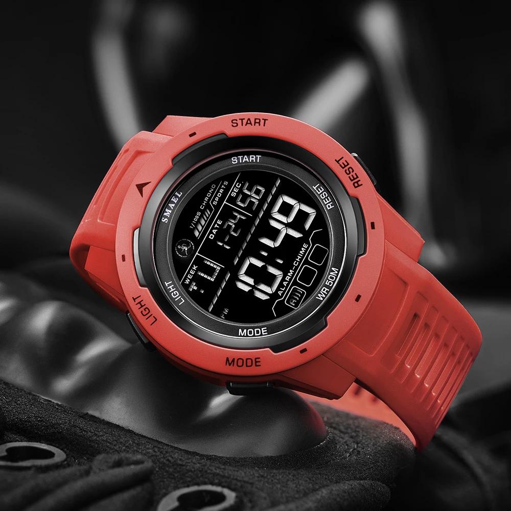 SMAEL-Montre-bracelet numérique étanche à LED pour homme, chronomètre lumineux, montres de sport, 50m, 8105