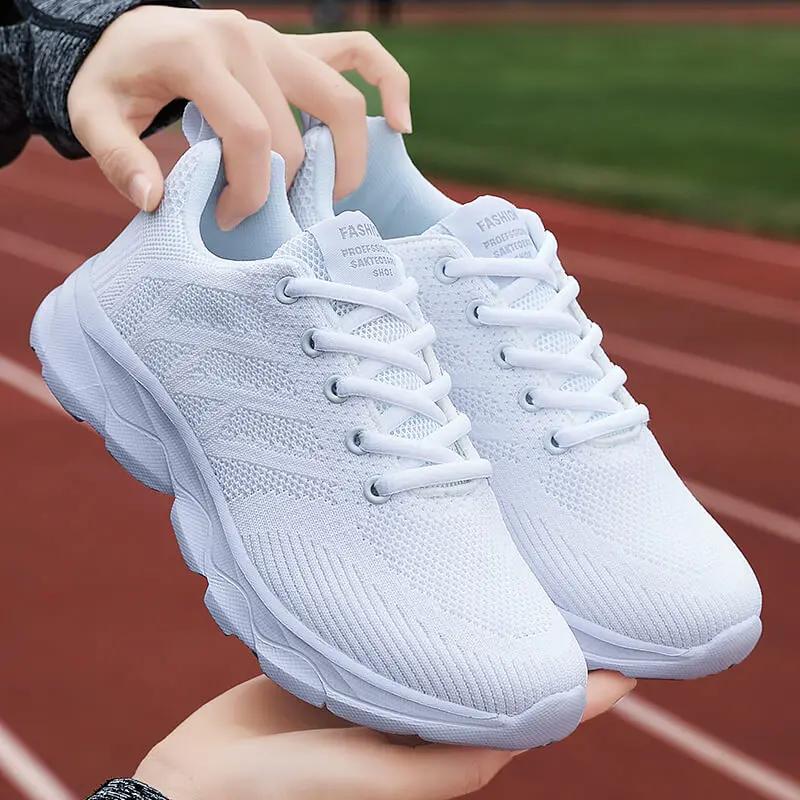 Baskets femme décontractées marche respirantes plates maille blanche mode 2024 sport