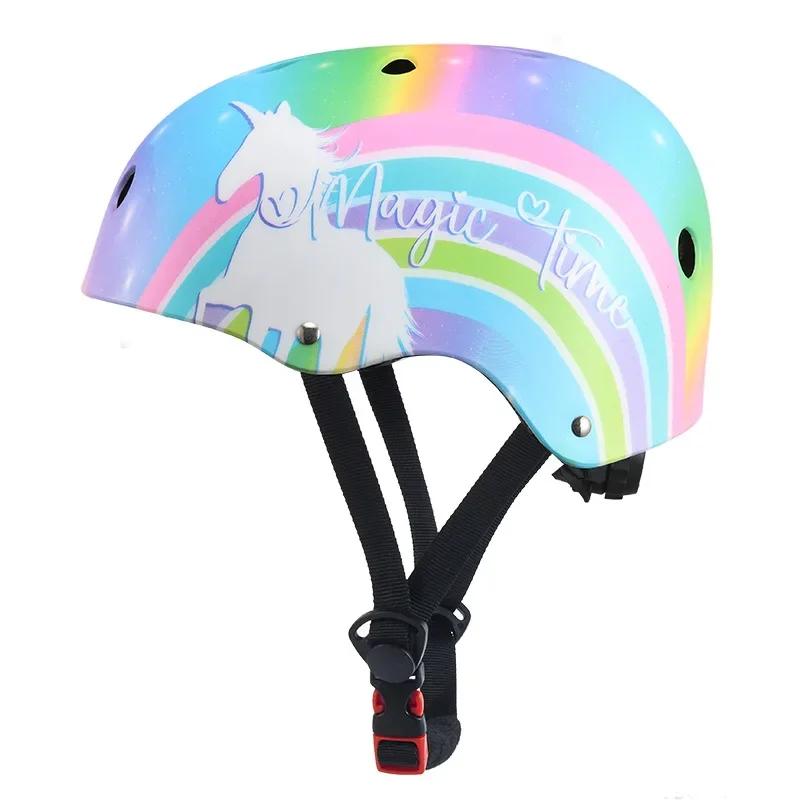 Beaux enfants arc-en-ciel cyclisme casque de vélo enfants auto-équilibrage roue de vélo Skateboard patinage casque de vélo