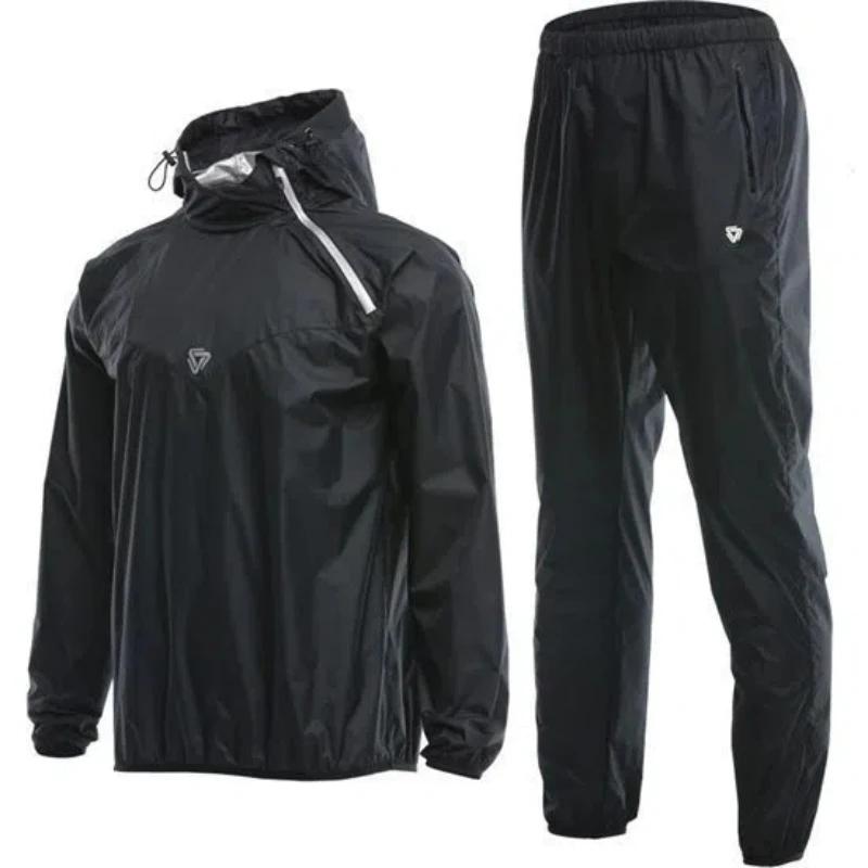 Combinaison de sauna flexible homme grande taille 4XL - Veste imperméable à capuche pour perte de poids