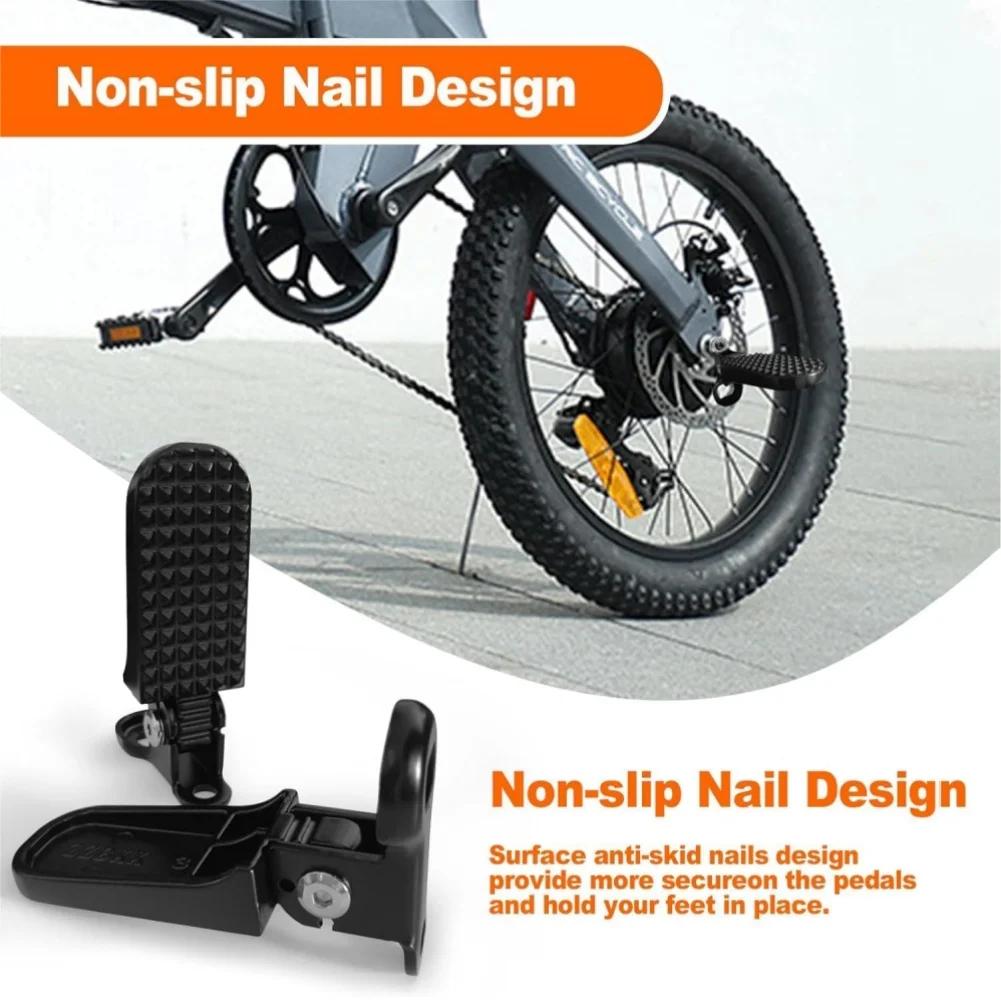 Pédale arrière de vélo pour vélo électrique, conception pliable, matériau en alliage d'aluminium, motif antidérapant, large Application