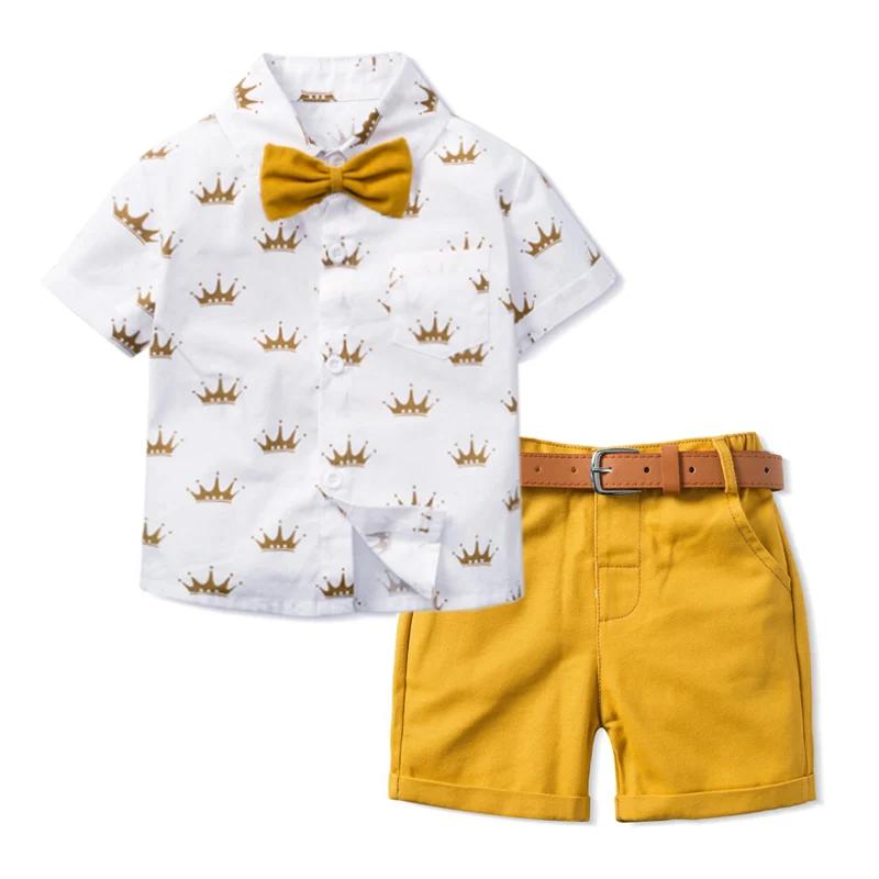 Beaux costumes pour enfants garçon vêtements chemise + short ensemble Boutique garçons été anniversaire tenue vêtements avec ceinture 1 2 3 4 5 6 ans