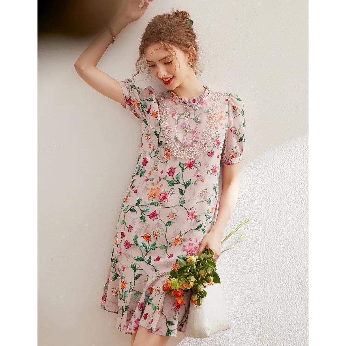 Modiis Yao-Robe florale brodée élégante