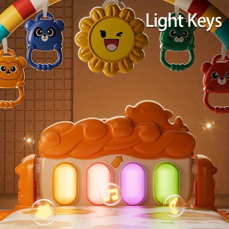 Tapis de jeu pour bébé, 1 ensemble de tapis rampant pour activités de fitness pour bébé avec jouets suspendus, tapis de jeu musical éducatif, vacances parfaites et B