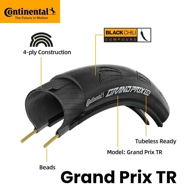 Pneu de vélo de route Continental Grand Prix 700 X 25C/28C/30C/32C pliable, type tubeless/avec chambre à air