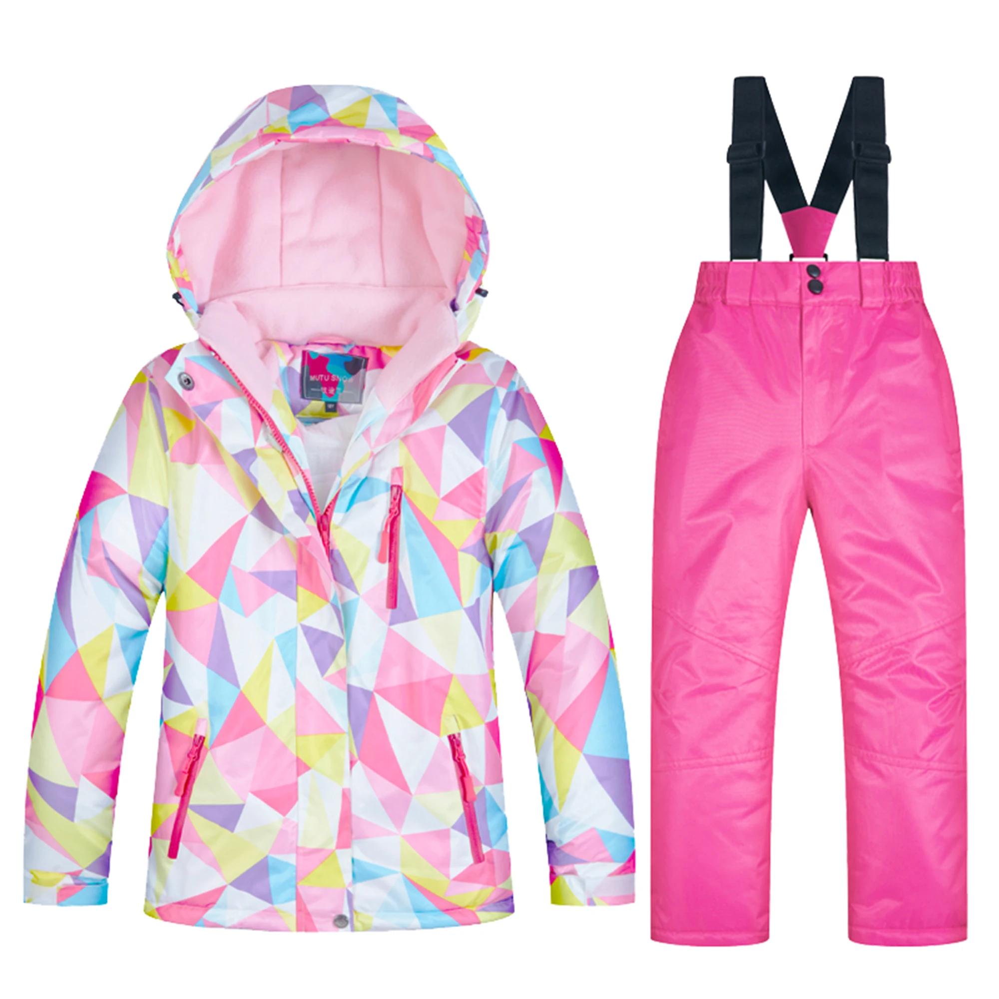 Combinaisons de ski pour enfants, veste de snowboard pour enfants, pantalons à bavette, coupe-vent, imperméables, combinaisons de neige chaudes, vêtements d'hiver pour filles et garçons