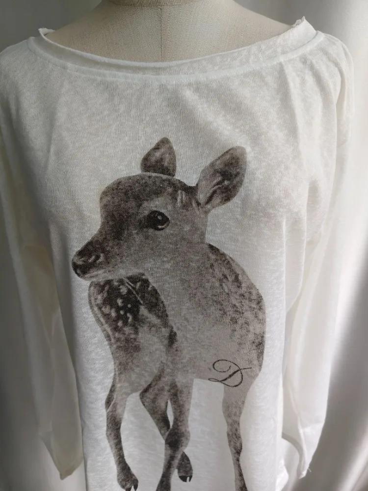 Kimotimo T-shirt Femme Été Imprimé Épaules Dénudées Manches Longues 2026 Nouveau Décontracté Transparent Ample Style Kpo