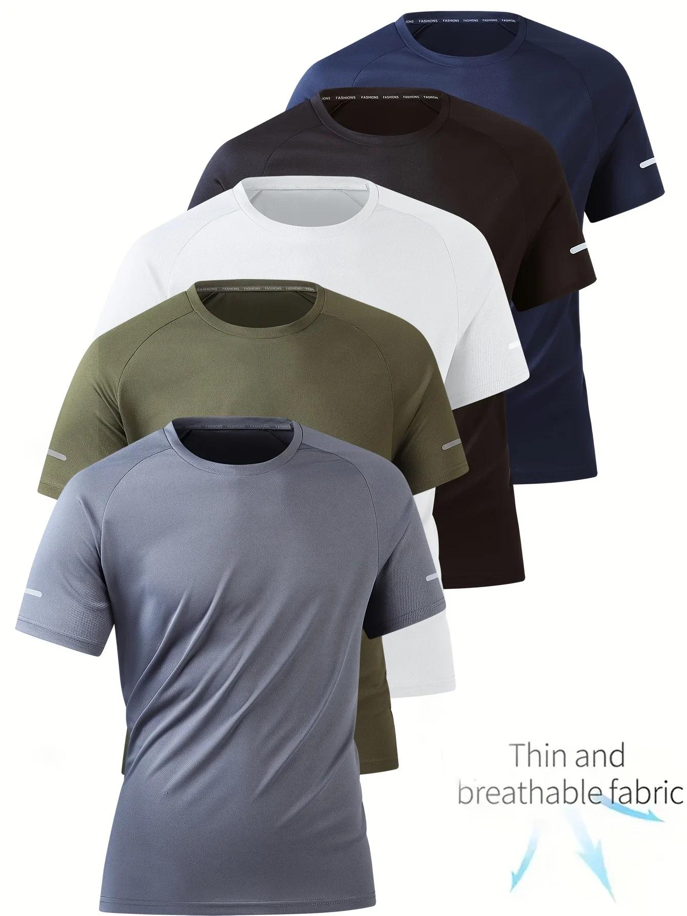 Vêtements de Fitness, T-shirt de sport à manches courtes en soie glacée pour hommes, entraînement de course professionnel pour marathon, séchage rapide