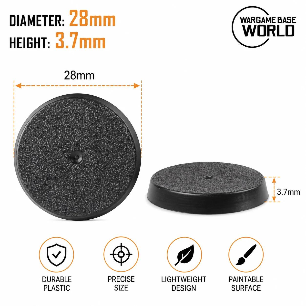 Bases rondes de 28 mm pour miniatures de jeu et jeux de table