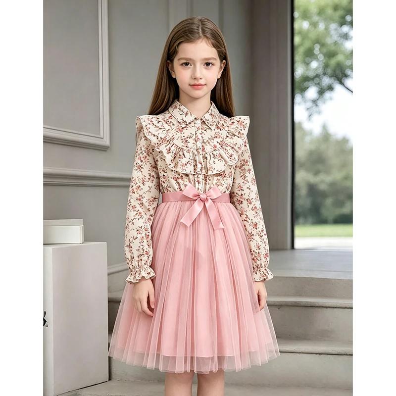 Robe de Style paysan pour filles de 8 à 12 ans