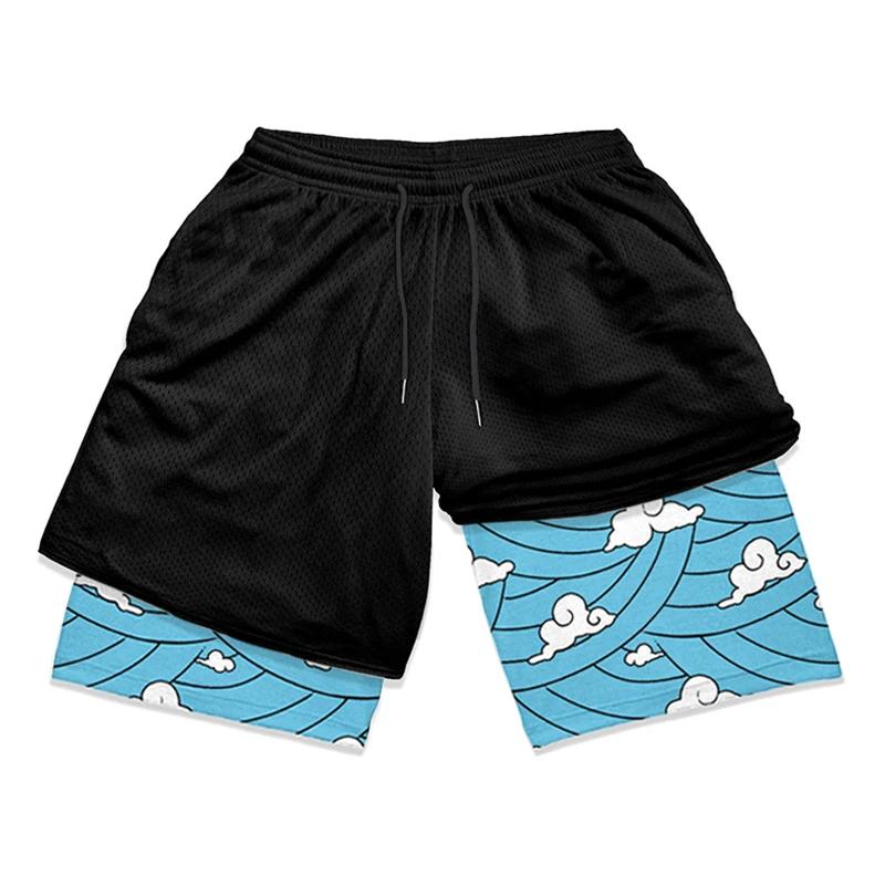 Short sport athlétique 2 en 1 hommes - Imprimé 3D poches séchage rapide fitness été