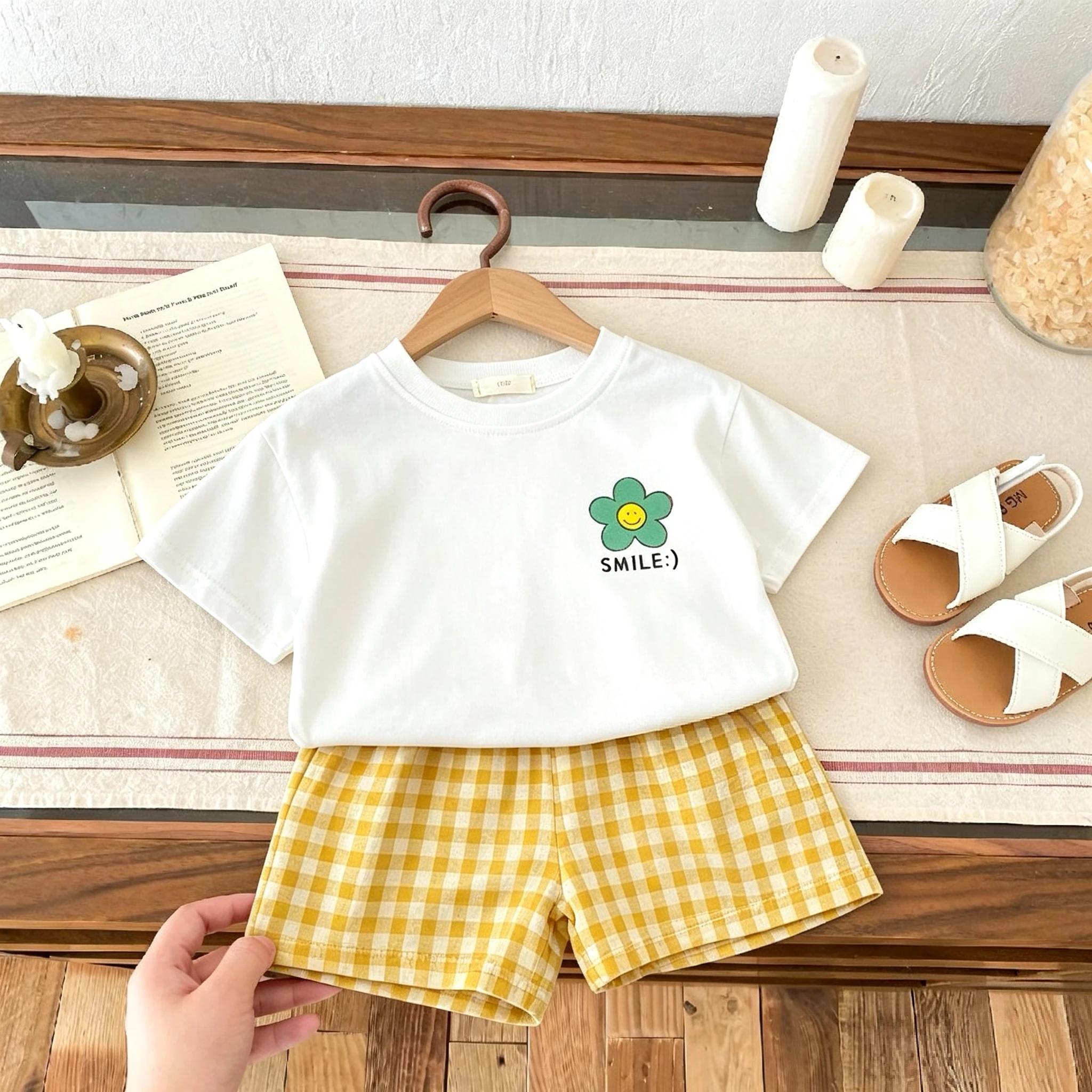 Vêtements pour enfants de 1 à 6 ans, ensemble à manches courtes, T-shirt + short, tenue décontractée en 2 pièces, Costume pour tout-petits, survêtement décontracté pour filles