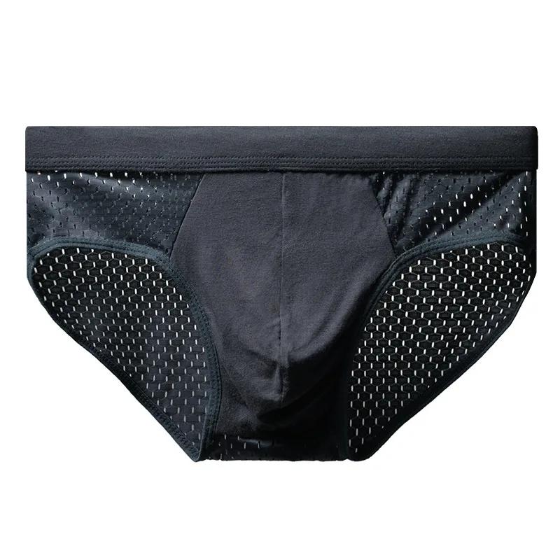Sous-vêtements pour hommes, culotte Triangle fine et respirante pour hommes, slip en soie glacée, maille, pantalon d'angle carré Sexy pour shorts pour hommes