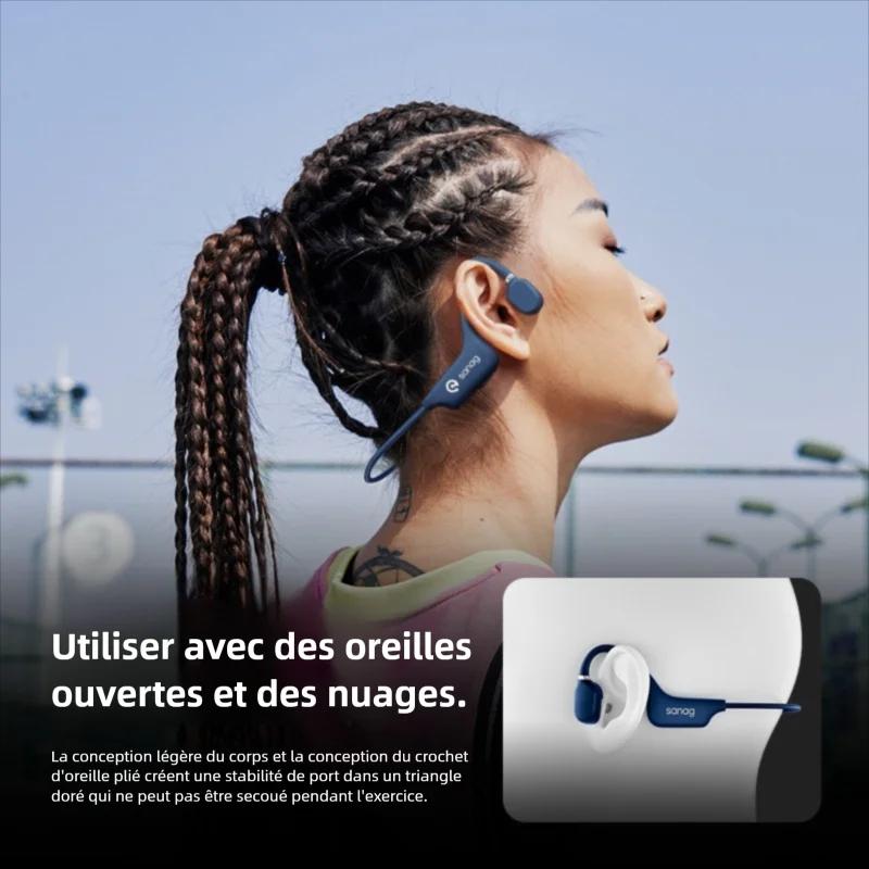Sanag A5X véritable Conduction osseuse casque sans fil Sport oreille ouverte Bluetooth écouteurs 3D stéréo son Flash-ven