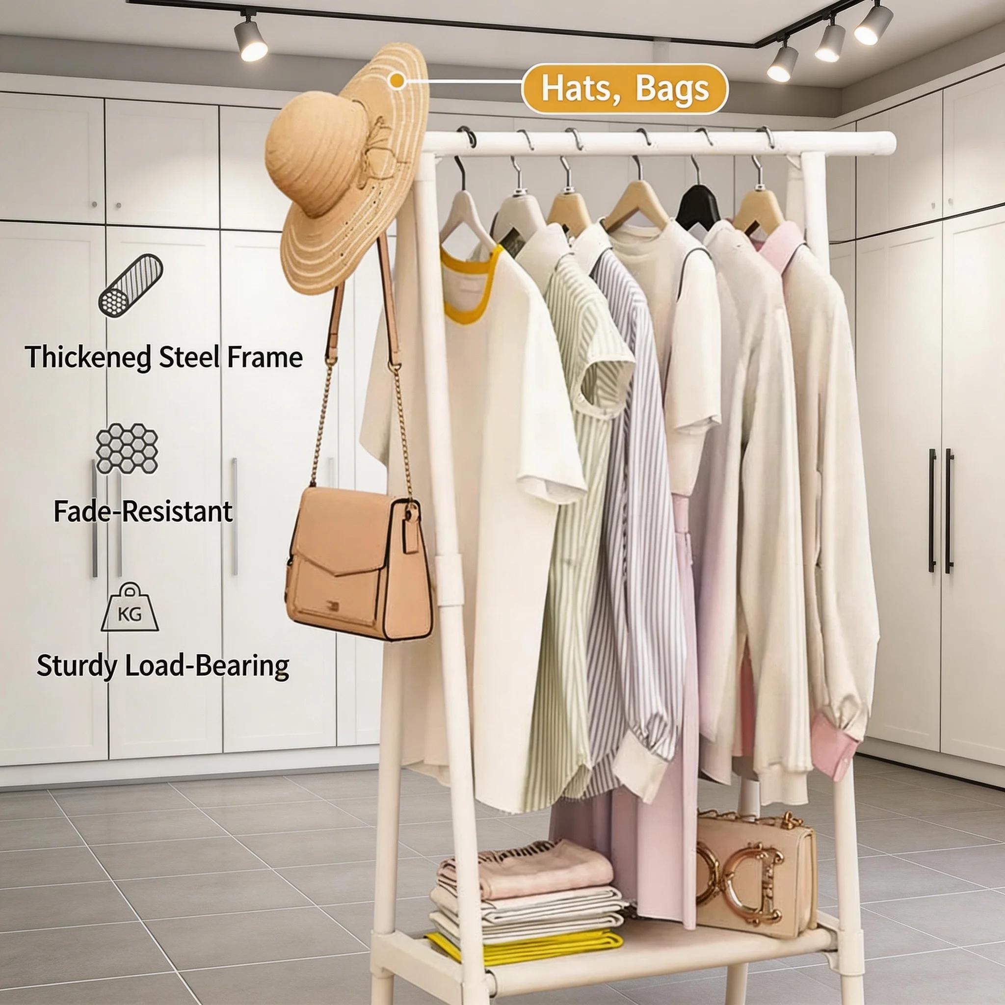 Porte-vêtements multifonctionnel, étagère de rangement simple pour manteaux, organisateur de vêtements peu encombrant, support de rangement mobile pour chambre à coucher