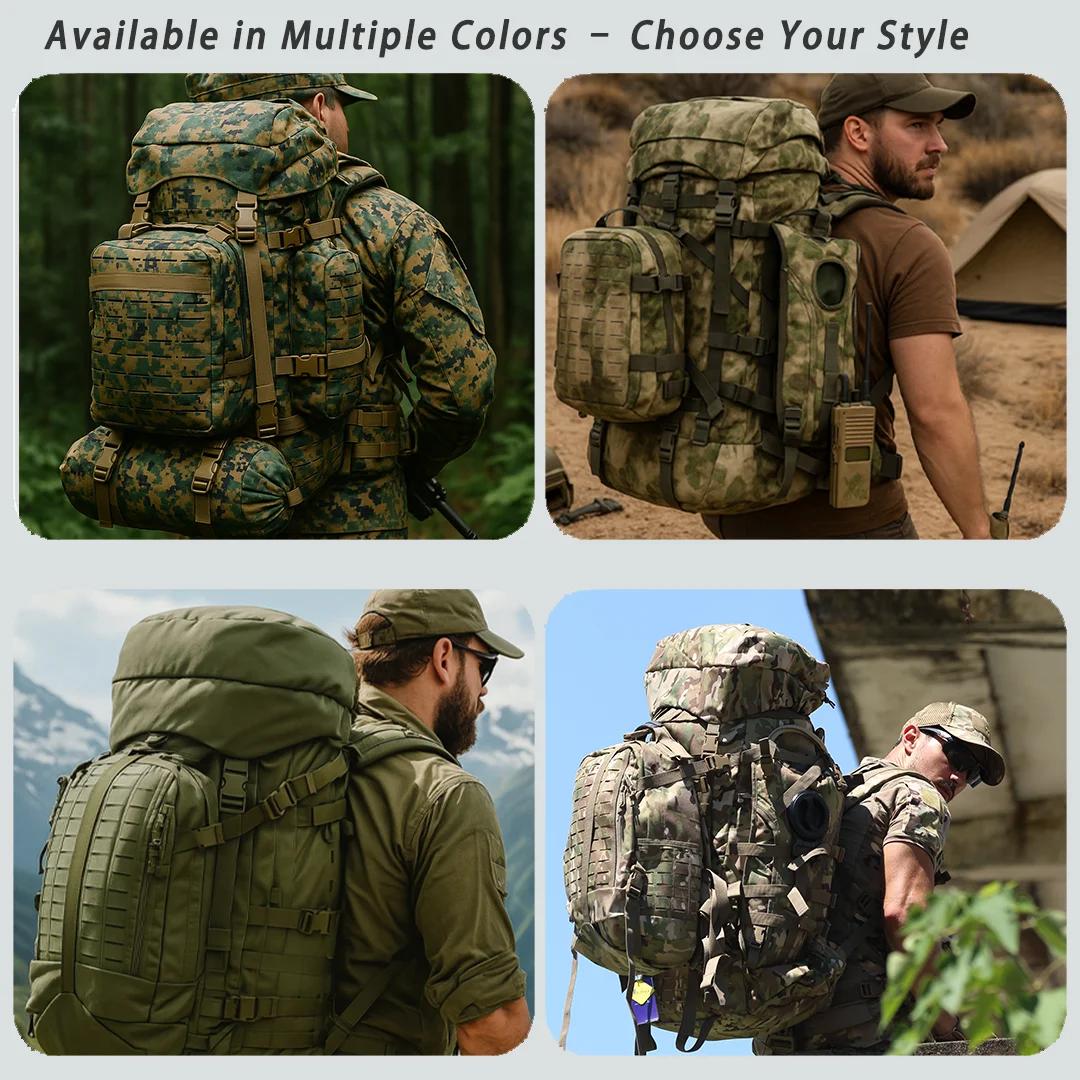 Sac à dos tactique militaire ILBE 120L imperméable 1000D avec pochette hydratation et radio camouflage