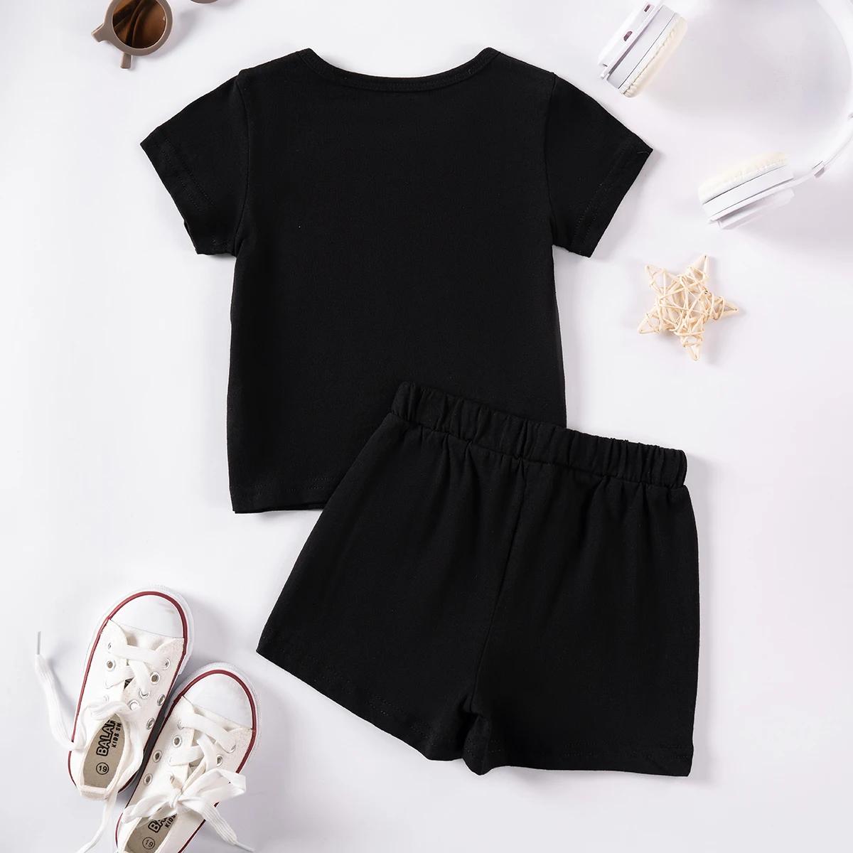 Ensemble de sport 2 pièces pour enfants, survêtement imprimé pour garçons, ensemble short et t-shirt d'été, vêtements de sport doux à séchage rapide