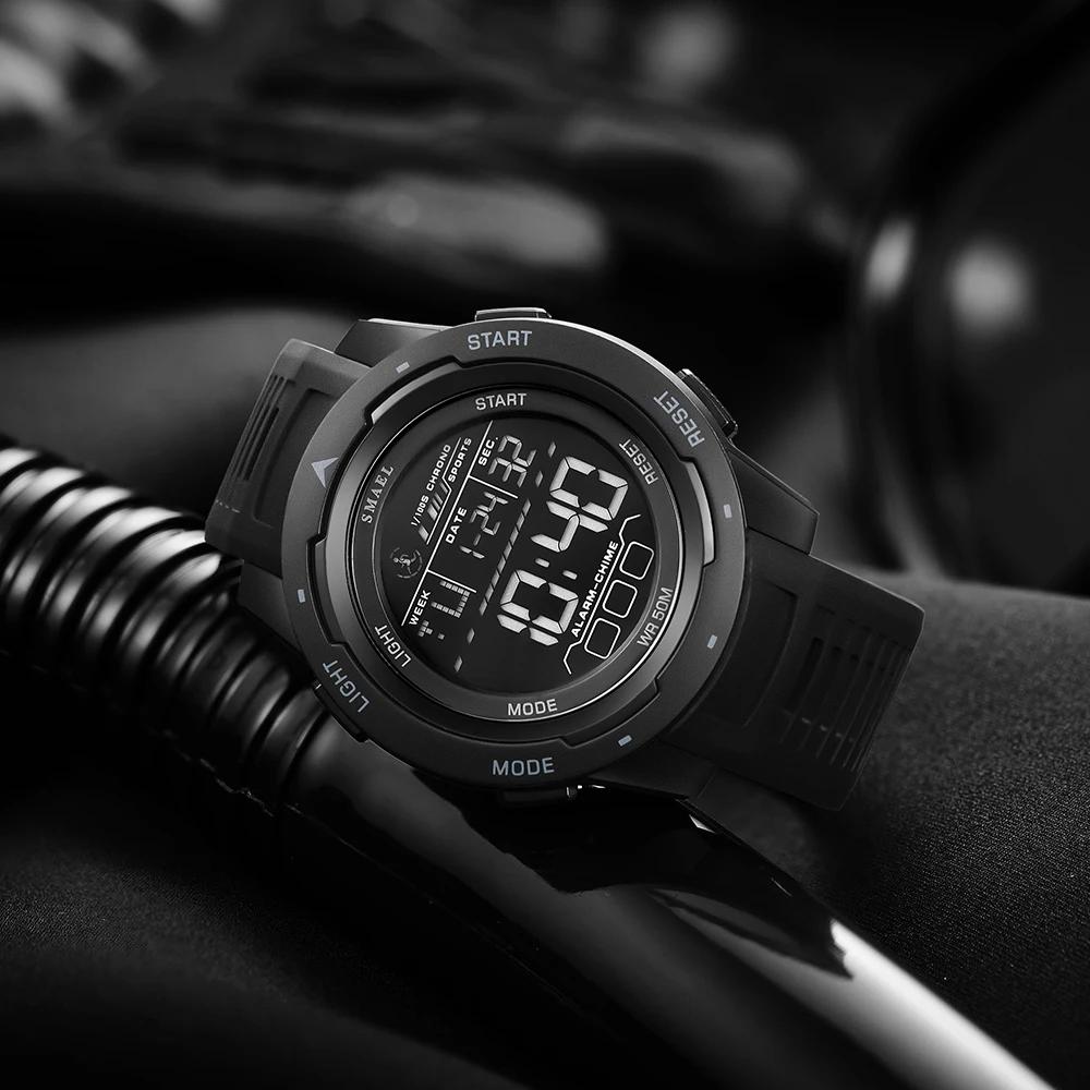 SMAEL-Montre-bracelet numérique étanche à LED pour homme, chronomètre lumineux, montres de sport, 50m, 8105