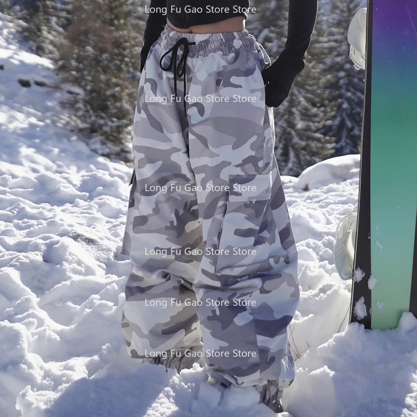 Pantalons de ski pour hommes et femmes, coupe-vent, imperméables, chauds, épais, camouflage et velours, pantalons de neige, pantalons de snowboard