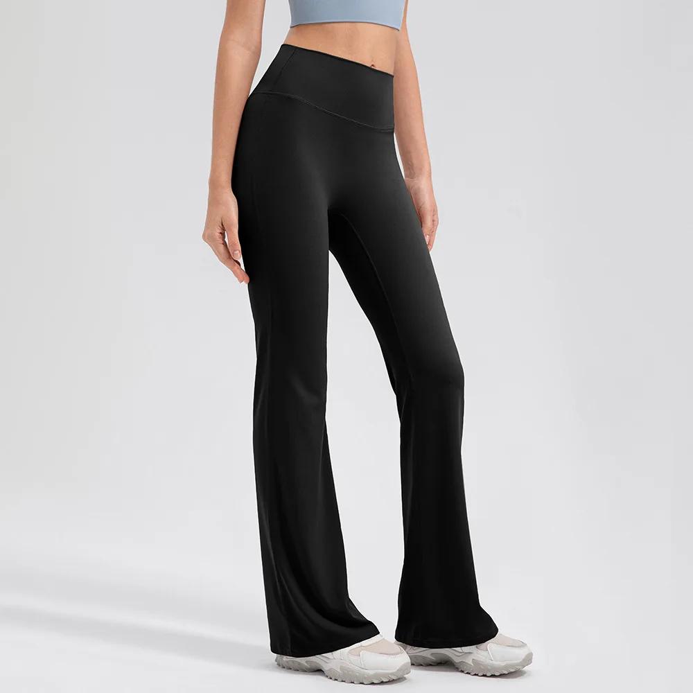 Pantalon de yoga femme taille haute - Extensible doux évasé pour sport gym confort optimal