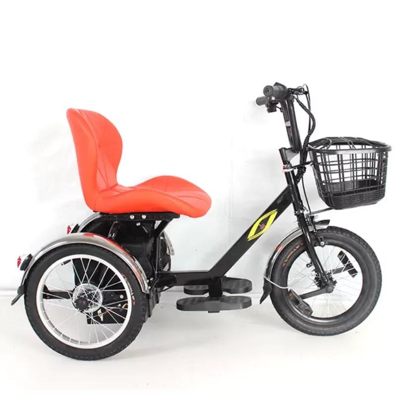 Mini vélo électrique à trois roues 250W 24V, pour personnes âgées handicapées, grand siège confortable avec panier de chargement avant et arrière