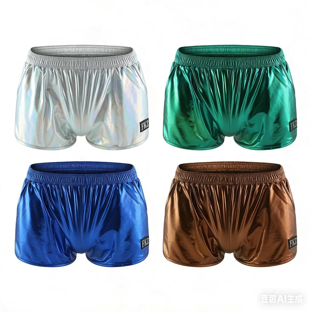 Sous-vêtements de mode pour hommes, boxers en similicuir PU, caleçons mi-taille