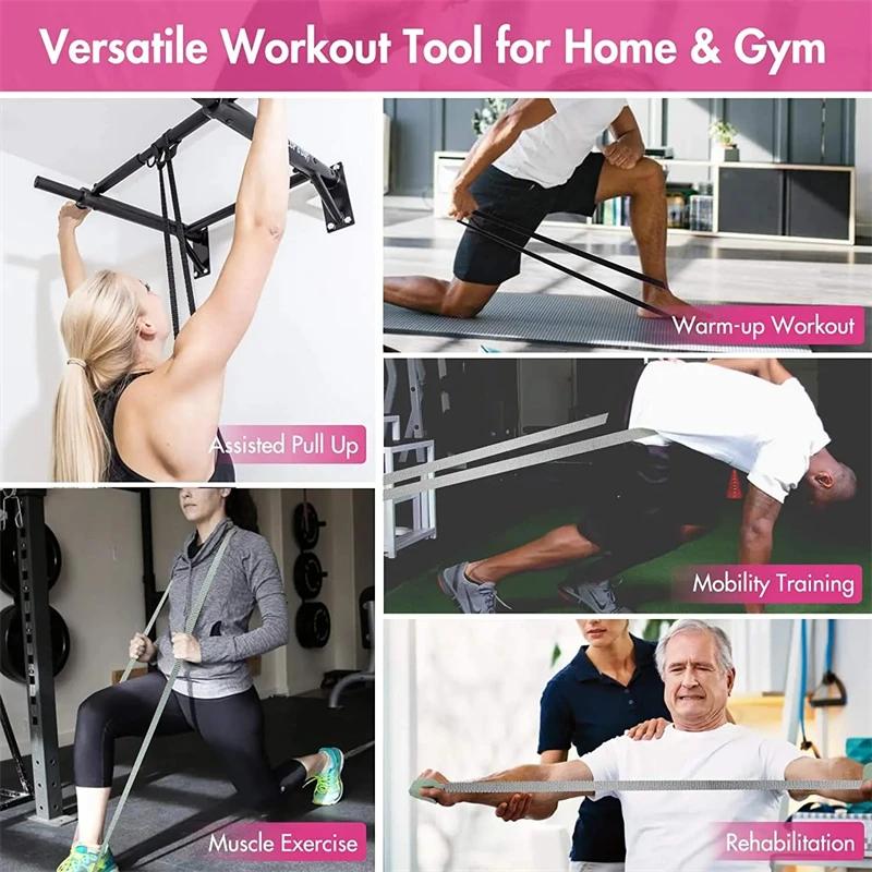 Lot de 3 bandes longues en tissu pour le travail - Accessoires d'exercice fitness gym entraînement musculaire