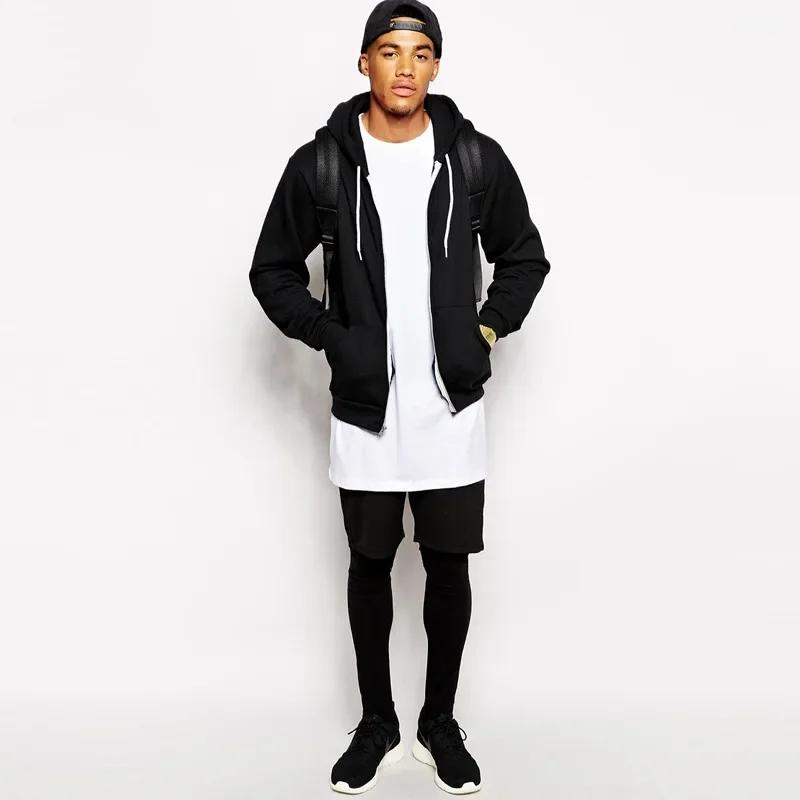 T-shirt long blanc en coton pour homme, style hip-hop, collection 2026 – Coupe extra longue pour homme