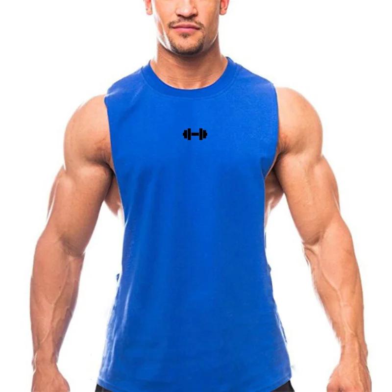 Gilet d'entraînement Fitness homme coton respirant fentes latérales pour musculation sans manches occasions spéciales sportives