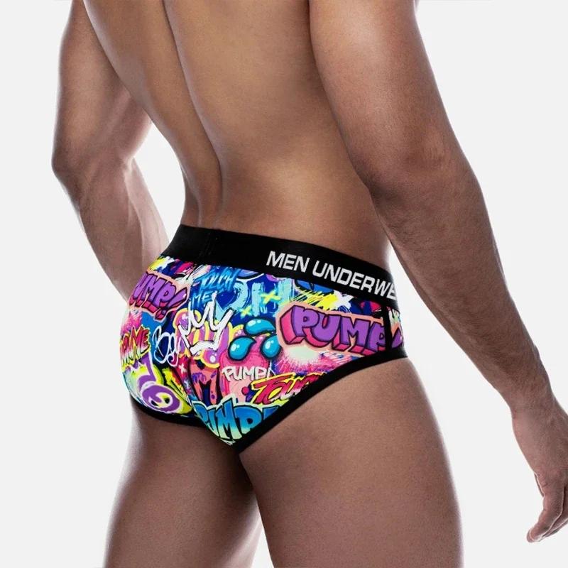 Sous-vêtements d'été pour hommes : Slips à imprimés amusants, caleçons graffiti, jockstraps taille basse, rehausseurs de fesses, sous-vêtements masculins