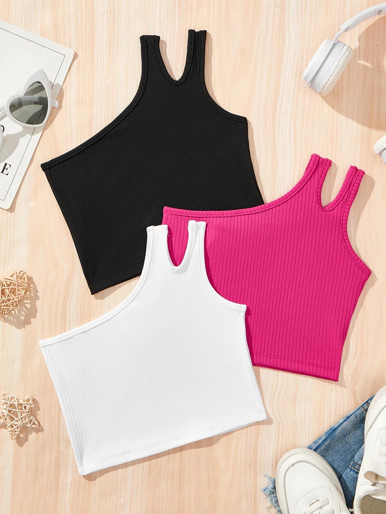 Vêtements pour enfants, gilets de sport à la mode pour filles, vêtements d'été sportifs décontractés et tendance pour enfants, adaptés aux filles âgées de 1 à 8 ans, hauts polyvalents pour la maison e