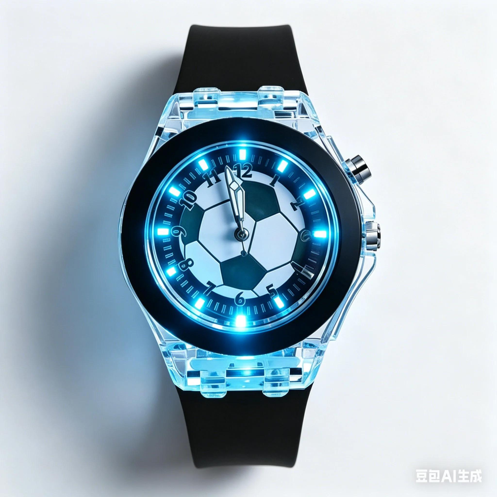 Montre de football, montre-bracelet de sport à LED avec bracelet en silicone, montre à quartz décontractée étanche pour garçons et filles Football Fa