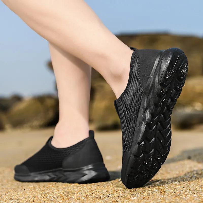 Chaussures de course respirantes homme baskets sport maille enfiler grande taille 48 été bon marché