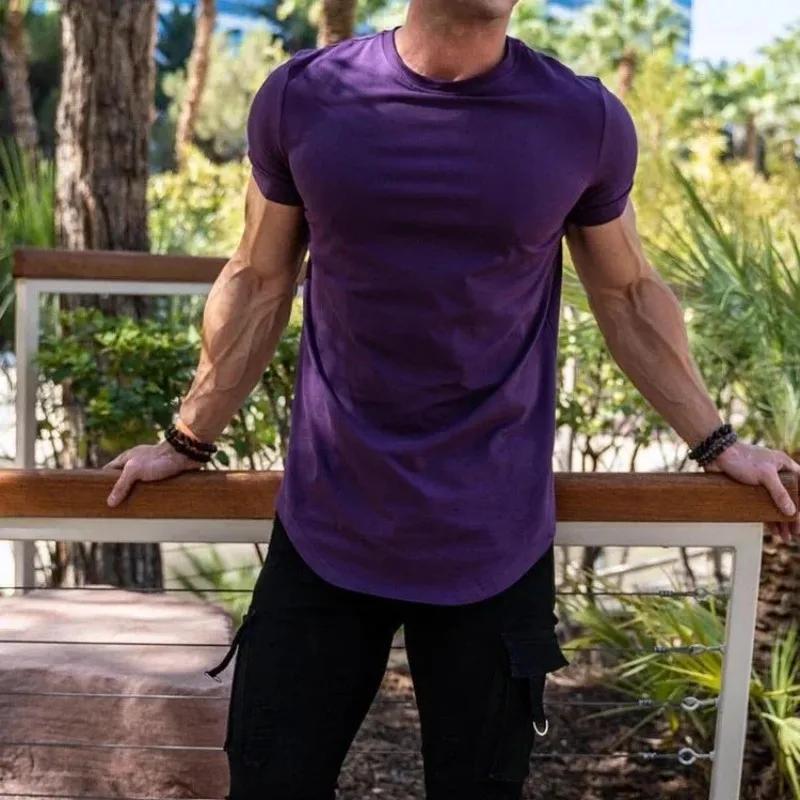 T-Shirt Fitness Musculaire Coton Haute Qualité Manches Courtes Pour Hommes Entraînement Gym Occasions Spéciales