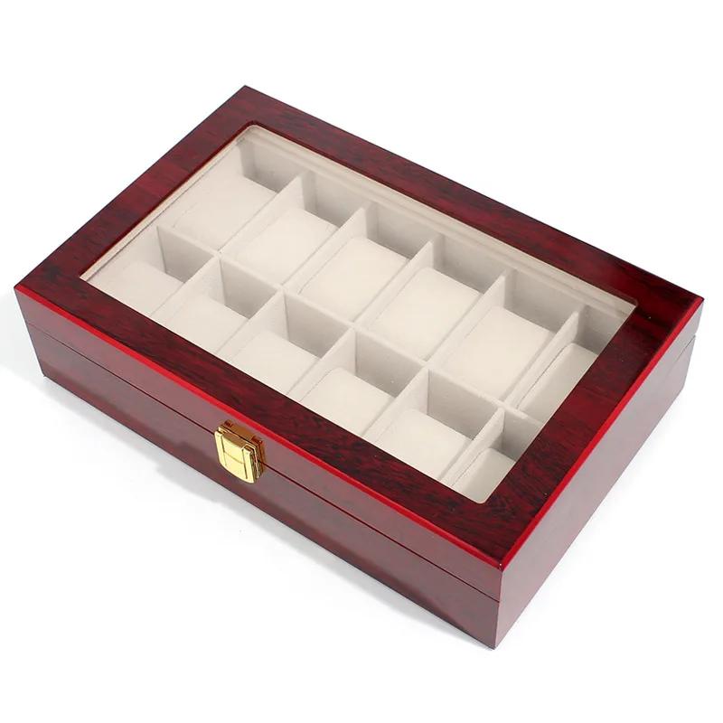 Organisateurs de montres de luxe en bois pour hommes et femmes, boîtes de support, présentoir à bijoux, 2 grilles, 3 grilles, 5 grilles, 6 grilles, 10/12 grilles