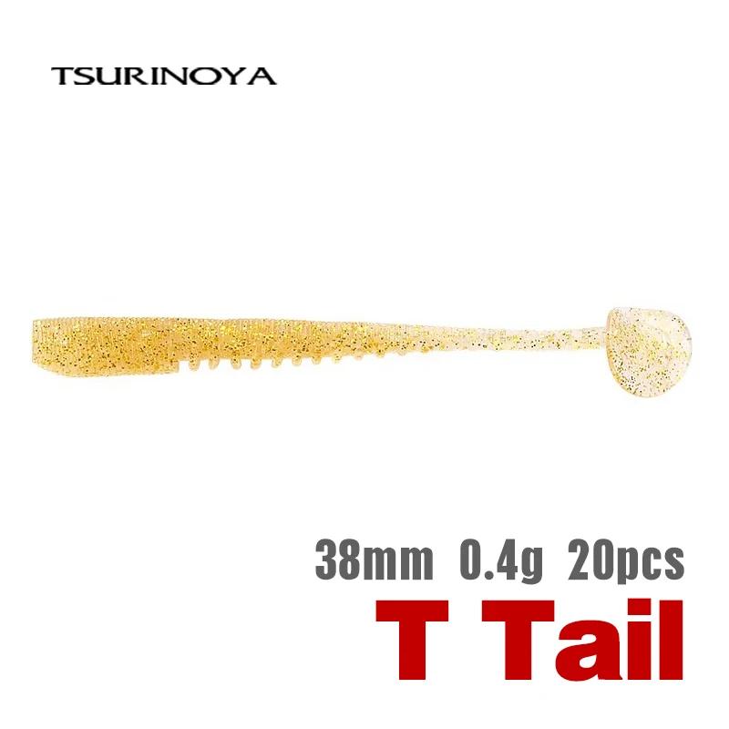 TSURINOYA T queue appât souple leurre de pêche FLEX 38mm 0.4g 20 pièces jeu de lumière artificiel Silicone UV appâts sou