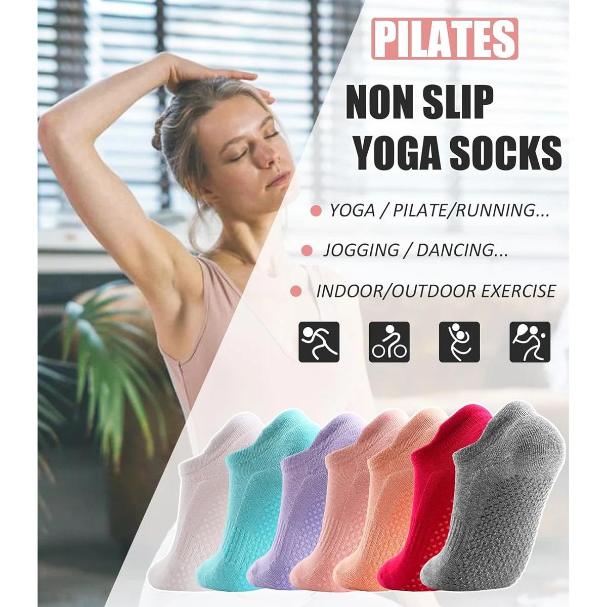 Chaussettes de Yoga Antidérapantes Femme - 3 Paires Confortables pour Pilates et Fitness