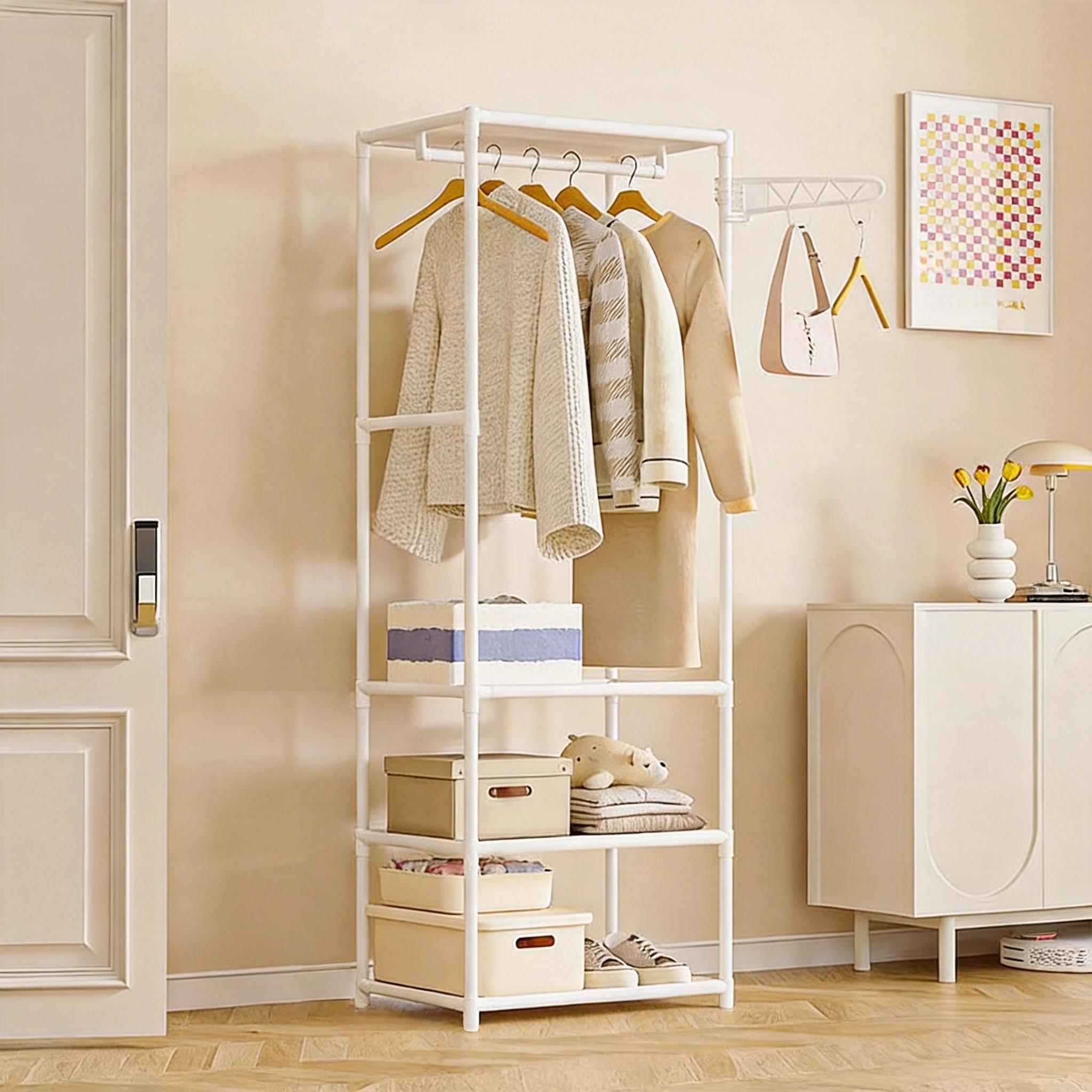 Porte-vêtements multifonctionnel, étagère de rangement simple pour manteaux, organisateur de vêtements peu encombrant, support de rangement mobile pour chambre à coucher