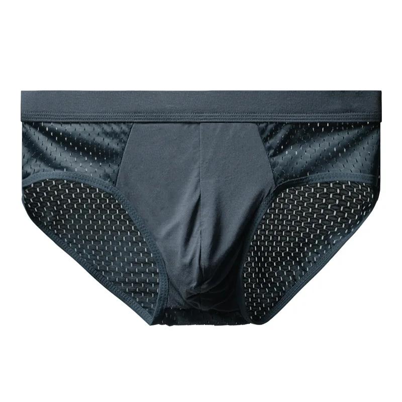 Sous-vêtements pour hommes, culotte Triangle fine et respirante pour hommes, slip en soie glacée, maille, pantalon d'angle carré Sexy pour shorts pour hommes