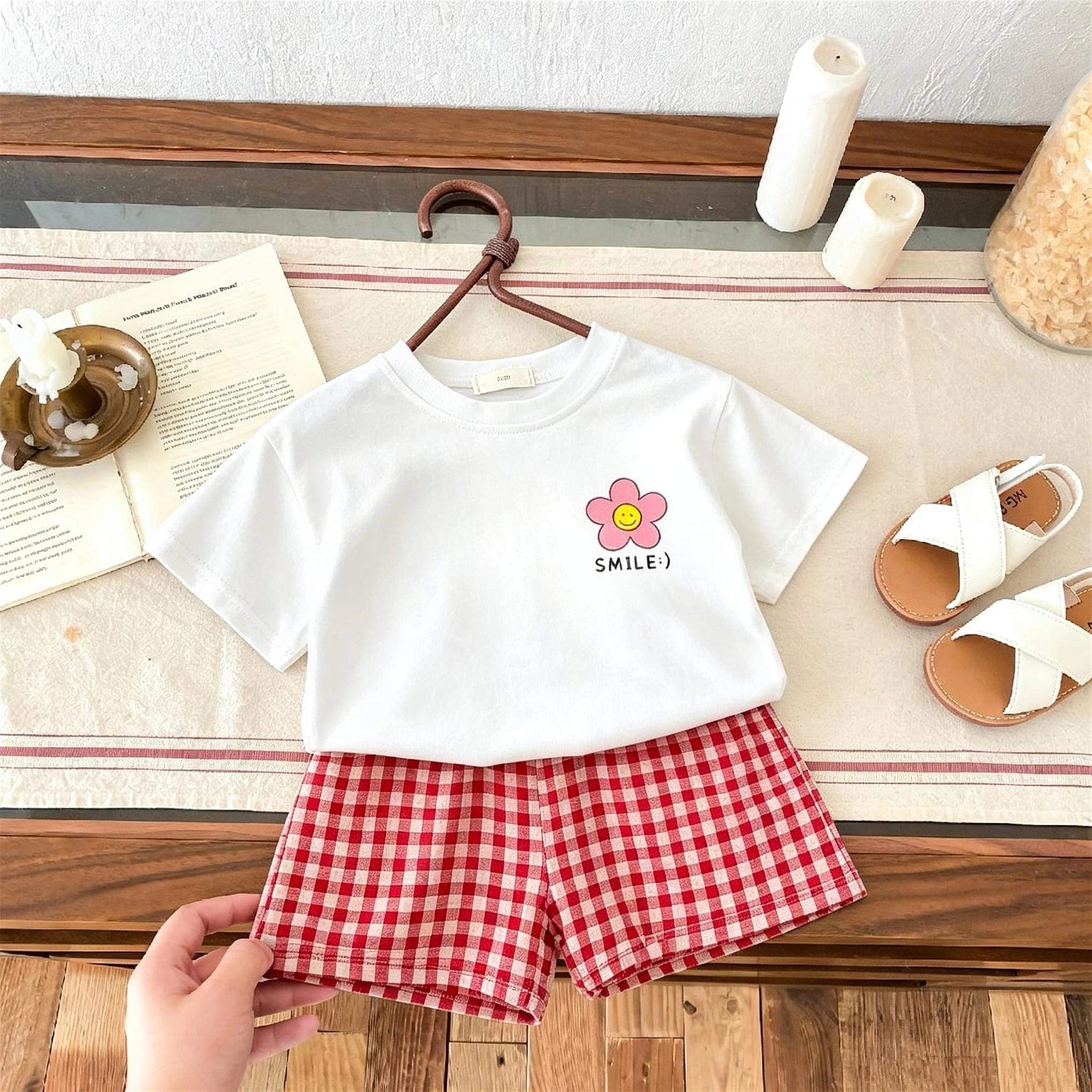 Vêtements pour enfants de 1 à 6 ans, ensemble à manches courtes, T-shirt + short, tenue décontractée en 2 pièces, Costume pour tout-petits, survêtement décontracté pour filles