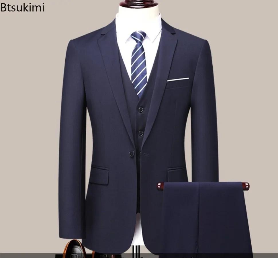 Costume d'affaires coupe cintrée pour hommes, grande taille S-6XL, vêtements formels de travail professionnel, robe de marié, ensembles deux pièces pour hommes