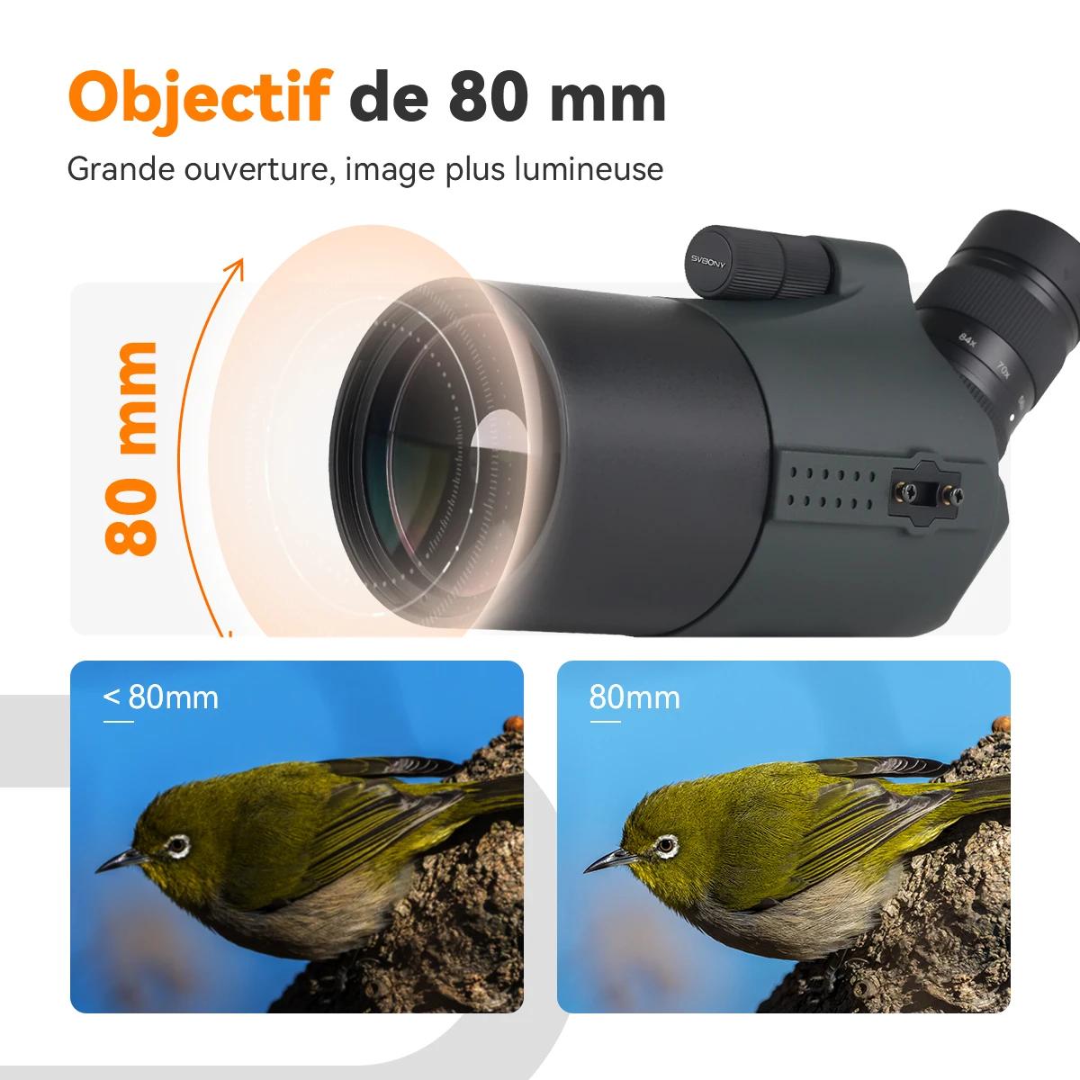 Svbony SV41Pro 28-84x80 Mak longue-vue FMC équipement de Camping étanche pour l'observation des oiseaux