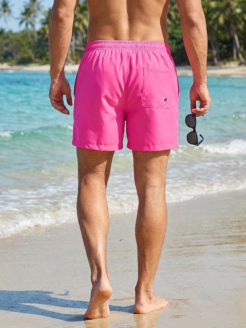 Maillot de bain pour hommes avec doublure en maille poches latérales short de plage solide séchage rapide léger cordon