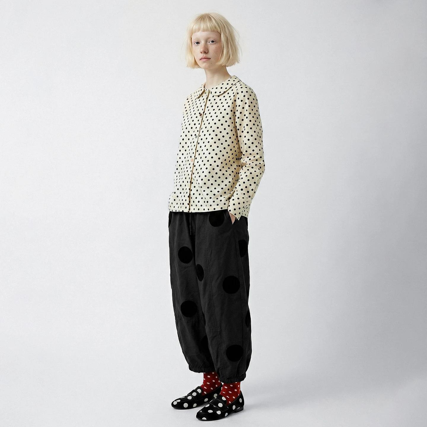 IMAKOKONI – chemise à pois avec col Peter Pan pour femme