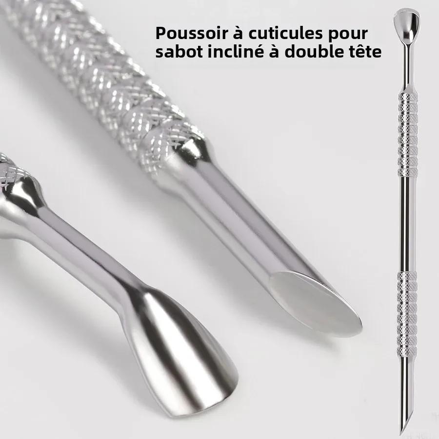 Poussoir à cuticules à sabot coudé à Double tête