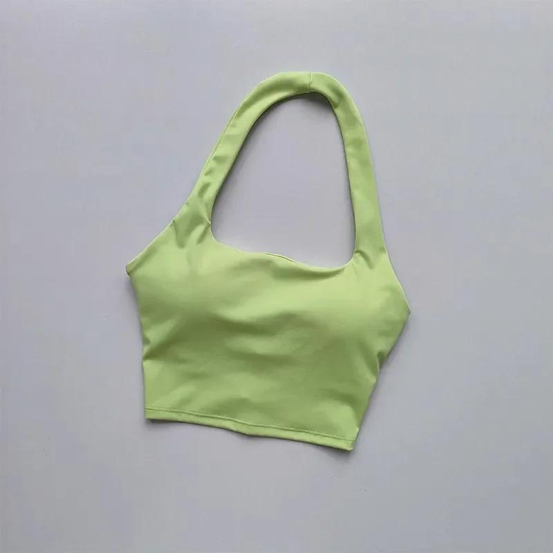 Camisole yoga rembourrée dos nu sexy femme haut court gymnastique soutien-gorge fitness respirant