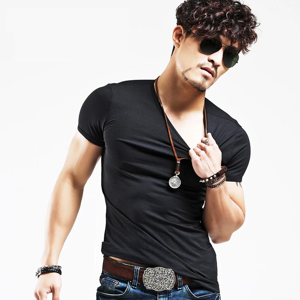 Nouveau T-shirt Homme 2026 – Col en V – Idéal pour le Fitness – Hauts et Vêtements pour Hommes