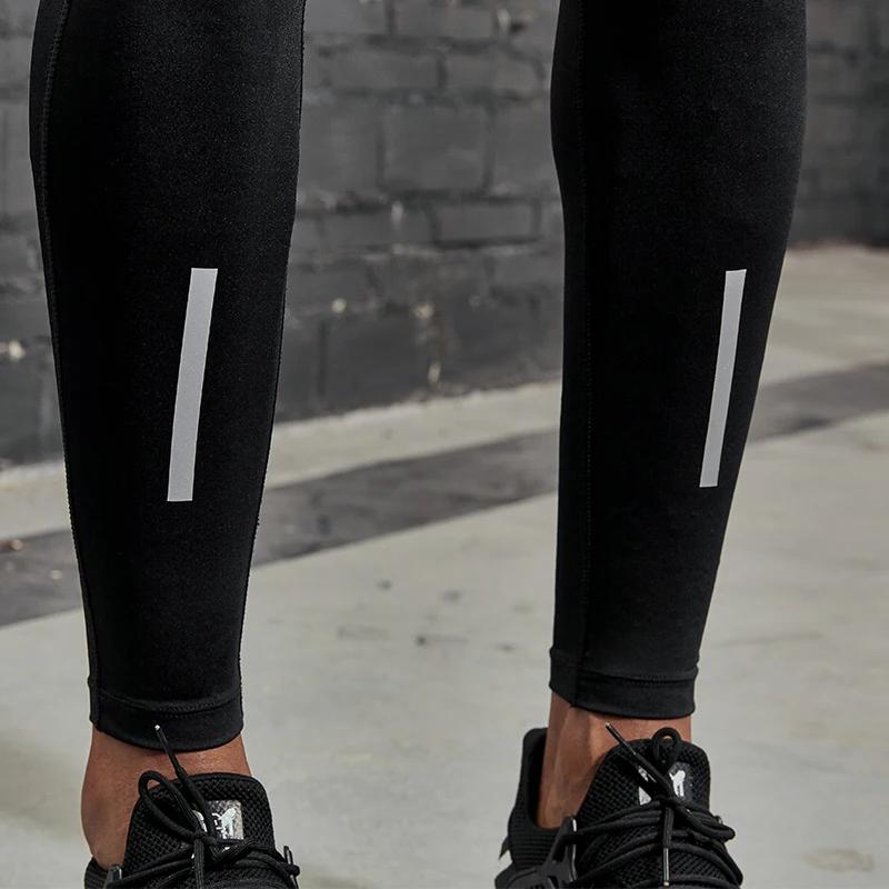 Pantalon compression homme avec bandes réfléchissantes - Collant running et basket pour entraînement