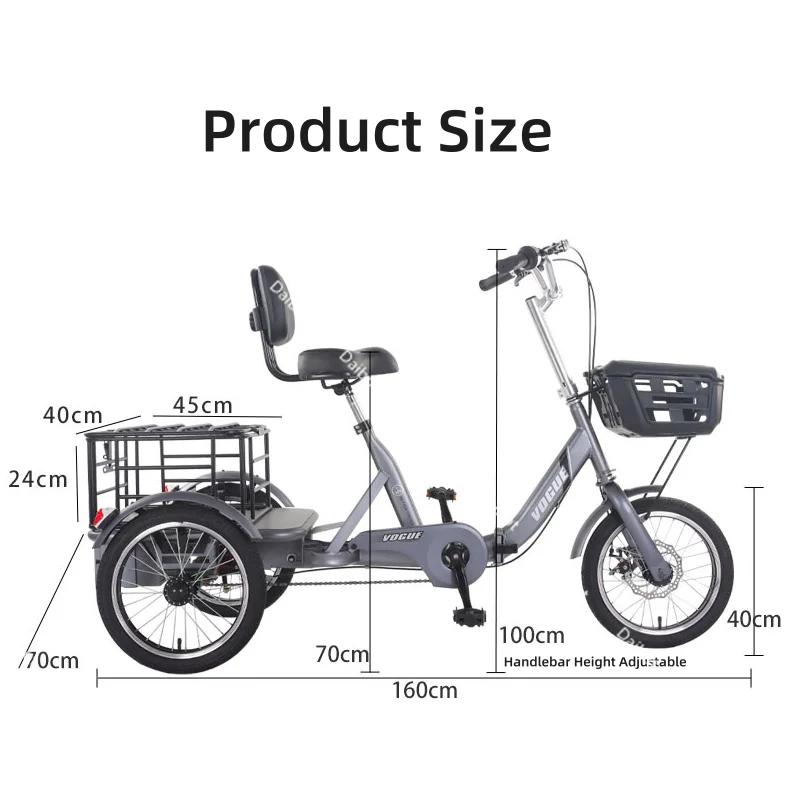 Vélo électrique familial pliable pour adultes, avec panier arrière, Double freins, Tricycles électriques puissants 400W, vélo Cargo électrique à 3 roues